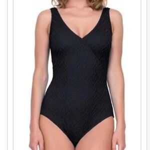 Chicos Gottex womens Black textured one piece Swimsuit NEW nwt